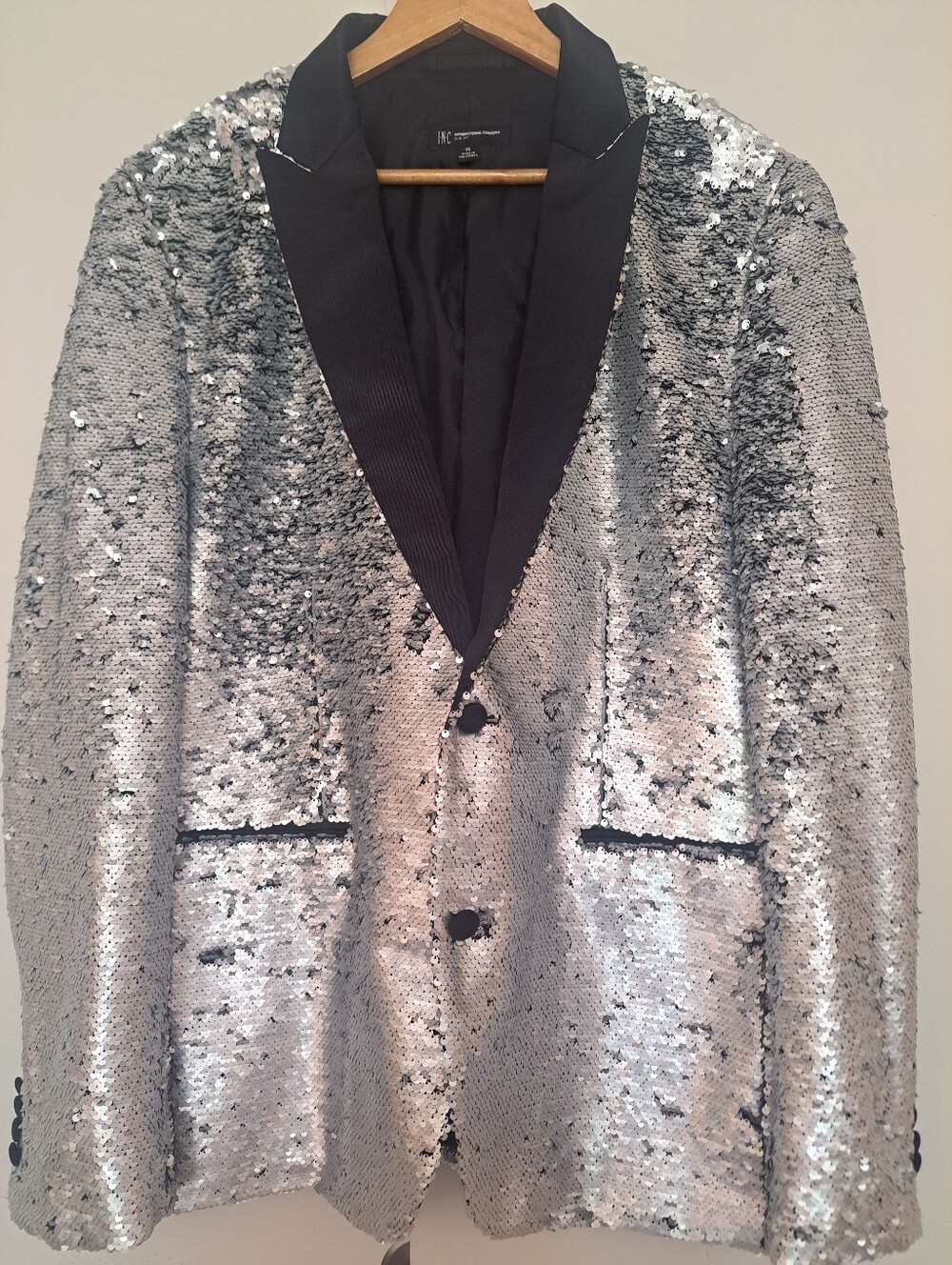 INC International Concepts Black Blazer with Silver Sequins